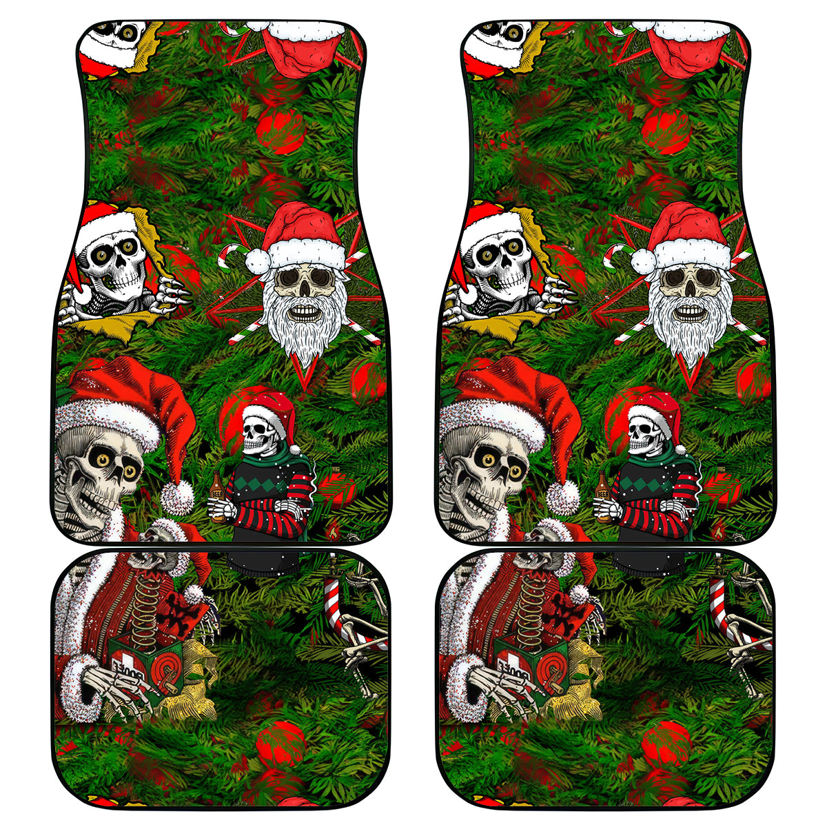 Skeleton Santa Claus Car Mats Multi Skeleton Santa Pattern Ugly Christmas - Wonder Print Shop