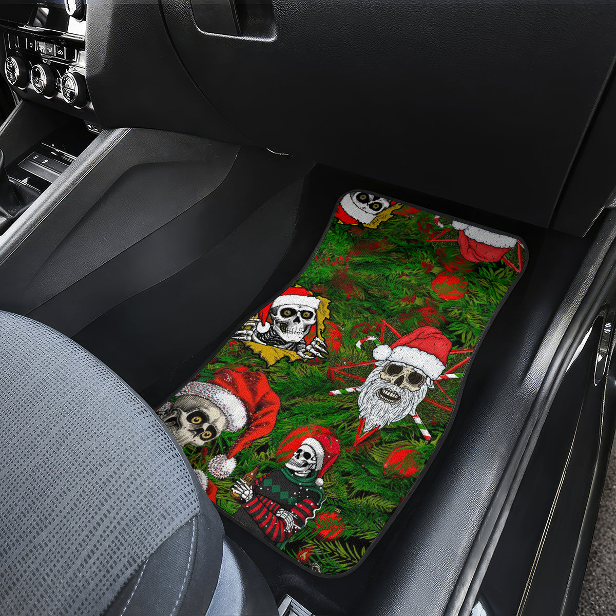 Skeleton Santa Claus Car Mats Multi Skeleton Santa Pattern Ugly Christmas - Wonder Print Shop