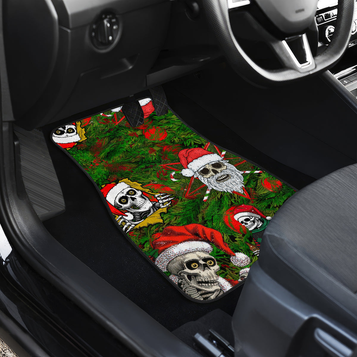 Skeleton Santa Claus Car Mats Multi Skeleton Santa Pattern Ugly Christmas - Wonder Print Shop