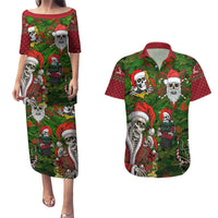 Skeleton Santa Claus Couples Matching Puletasi Dress and Hawaiian Shirt Multi Skeleton Santa Pattern Ugly Christmas - Wonder Print Shop