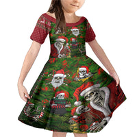 Skeleton Santa Claus Family Matching Mermaid Dress and Hawaiian Shirt Multi Skeleton Santa Pattern Ugly Christmas - Wonder Print Shop