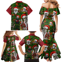 Skeleton Santa Claus Family Matching Mermaid Dress and Hawaiian Shirt Multi Skeleton Santa Pattern Ugly Christmas - Wonder Print Shop