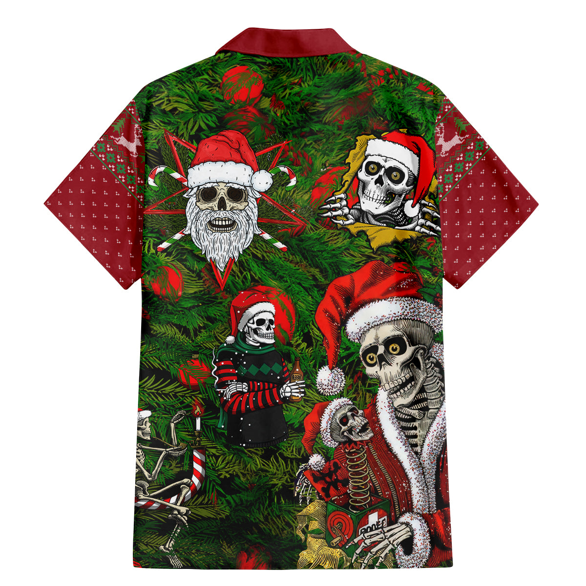 Skeleton Santa Claus Family Matching Mermaid Dress and Hawaiian Shirt Multi Skeleton Santa Pattern Ugly Christmas - Wonder Print Shop