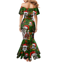 Skeleton Santa Claus Family Matching Mermaid Dress and Hawaiian Shirt Multi Skeleton Santa Pattern Ugly Christmas - Wonder Print Shop