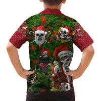 Skeleton Santa Claus Family Matching Off Shoulder Long Sleeve Dress and Hawaiian Shirt Multi Skeleton Santa Pattern Ugly Christmas - Wonder Print Shop