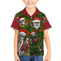 Skeleton Santa Claus Family Matching Puletasi Dress and Hawaiian Shirt Multi Skeleton Santa Pattern Ugly Christmas - Wonder Print Shop