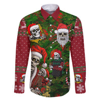 Skeleton Santa Claus Family Matching Short Sleeve Bodycon Dress and Hawaiian Shirt Multi Skeleton Santa Pattern Ugly Christmas - Wonder Print Shop