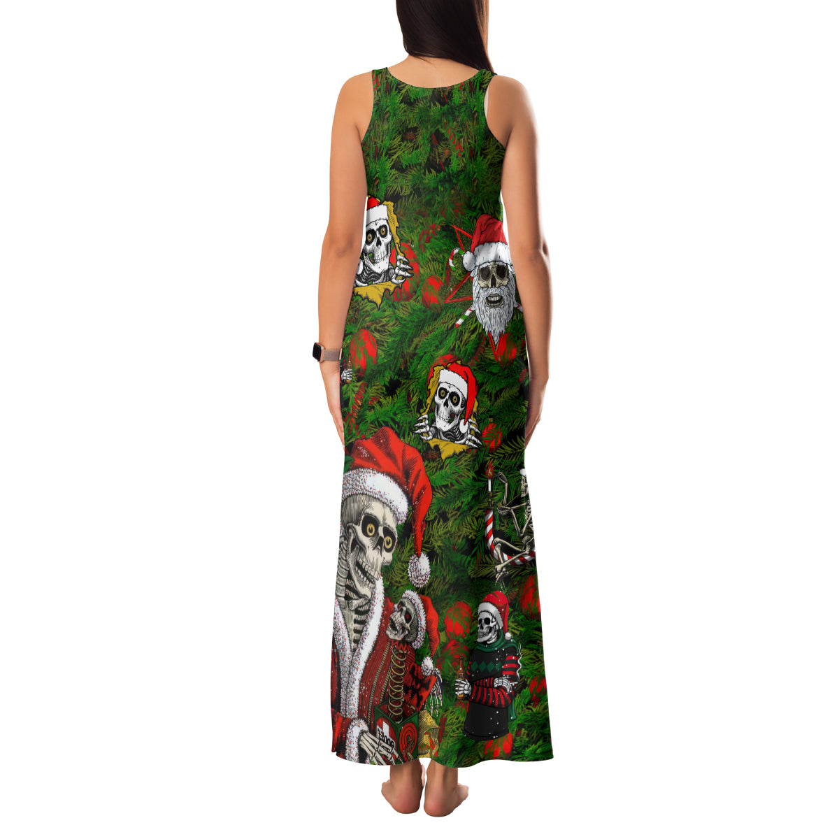 Skeleton Santa Claus Family Matching Tank Maxi Dress and Hawaiian Shirt Multi Skeleton Santa Pattern Ugly Christmas - Wonder Print Shop
