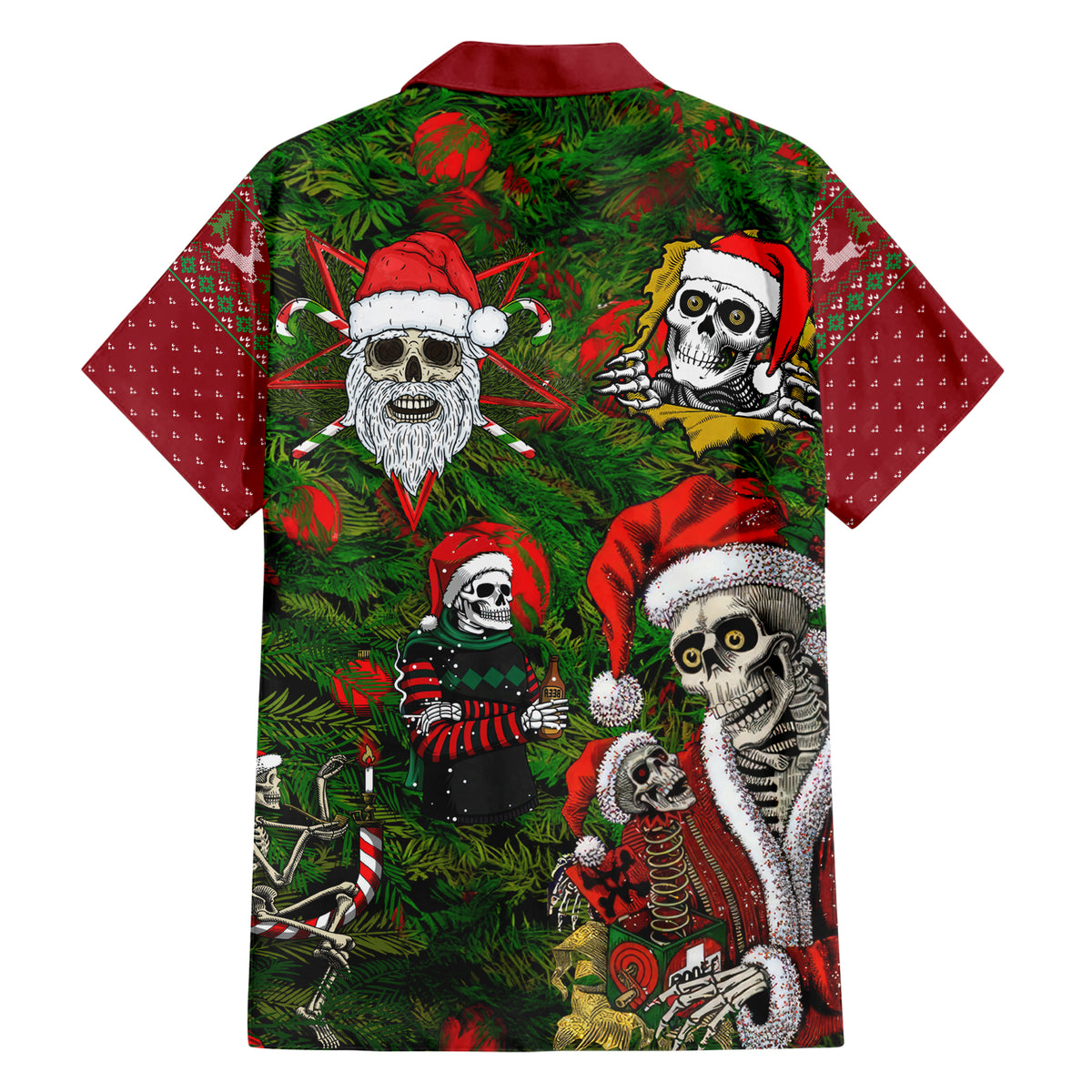 Skeleton Santa Claus Hawaiian Shirt Multi Skeleton Santa Pattern Ugly Christmas - Wonder Print Shop