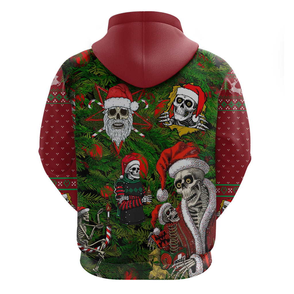 Skeleton Santa Claus Hoodie Multi Skeleton Santa Pattern Ugly Christmas - Wonder Print Shop