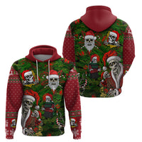 Skeleton Santa Claus Hoodie Multi Skeleton Santa Pattern Ugly Christmas - Wonder Print Shop