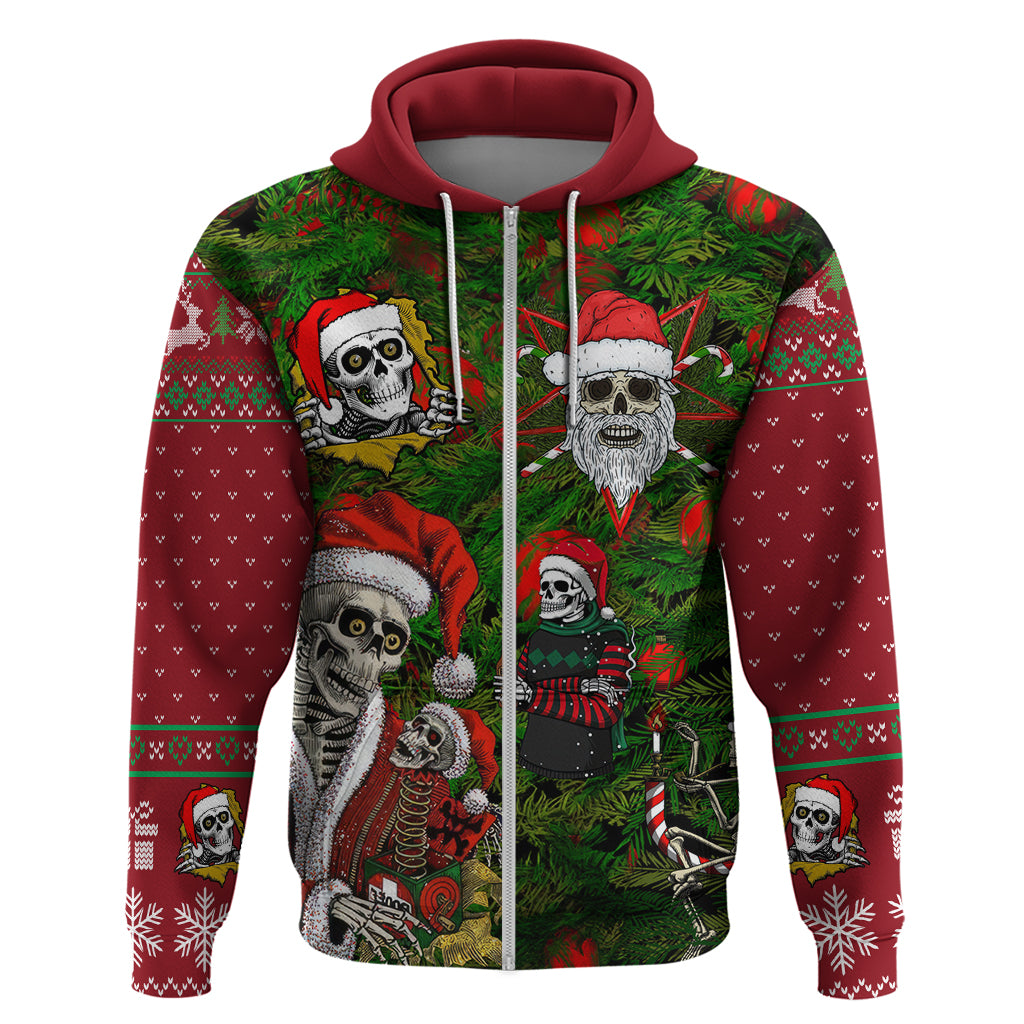 Skeleton Santa Claus Hoodie Multi Skeleton Santa Pattern Ugly Christmas - Wonder Print Shop