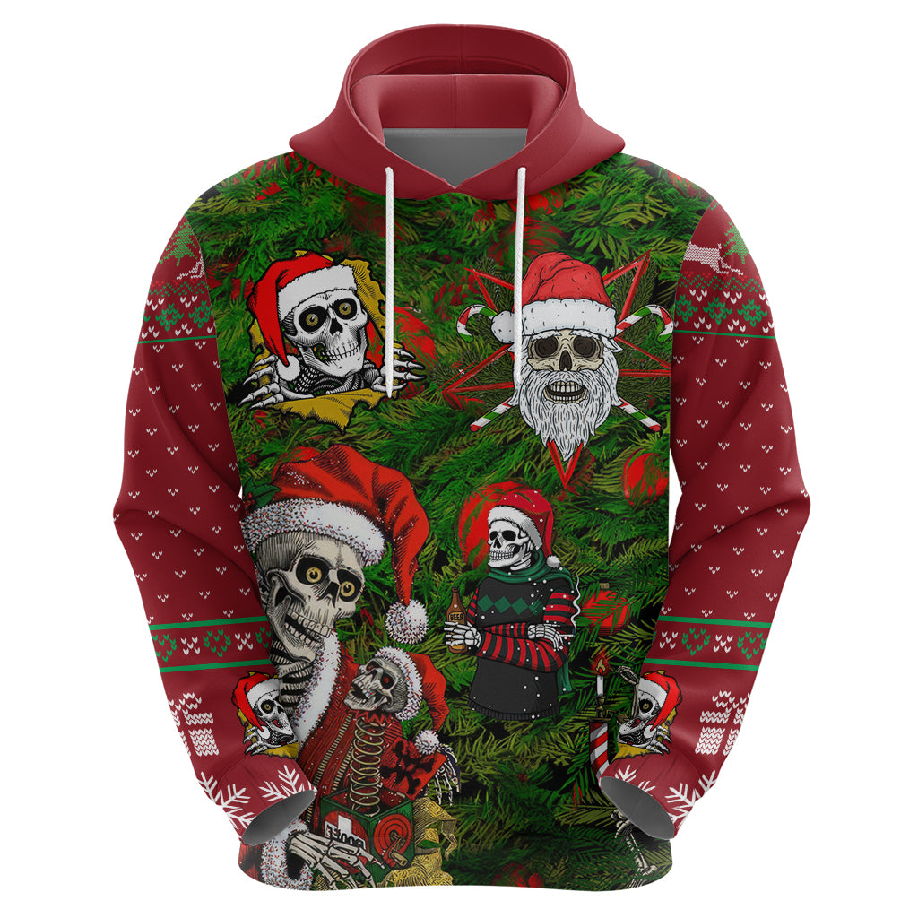 Skeleton Santa Claus Hoodie Multi Skeleton Santa Pattern Ugly Christmas - Wonder Print Shop