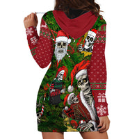 Skeleton Santa Claus Hoodie Dress Multi Skeleton Santa Pattern Ugly Christmas - Wonder Print Shop