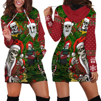 Skeleton Santa Claus Hoodie Dress Multi Skeleton Santa Pattern Ugly Christmas - Wonder Print Shop