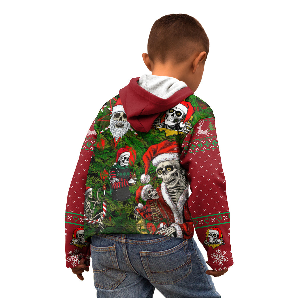 Skeleton Santa Claus Kid Hoodie Multi Skeleton Santa Pattern Ugly Christmas - Wonder Print Shop