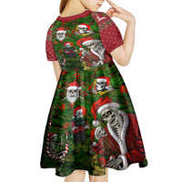 Skeleton Santa Claus Kid Short Sleeve Dress Multi Skeleton Santa Pattern Ugly Christmas - Wonder Print Shop