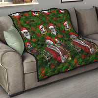 Skeleton Santa Claus Quilt Multi Skeleton Santa Pattern Ugly Christmas - Wonder Print Shop