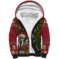 Skeleton Santa Claus Sherpa Hoodie Multi Skeleton Santa Pattern Ugly Christmas - Wonder Print Shop