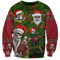 Skeleton Santa Claus Sweatshirt Multi Skeleton Santa Pattern Ugly Christmas - Wonder Print Shop