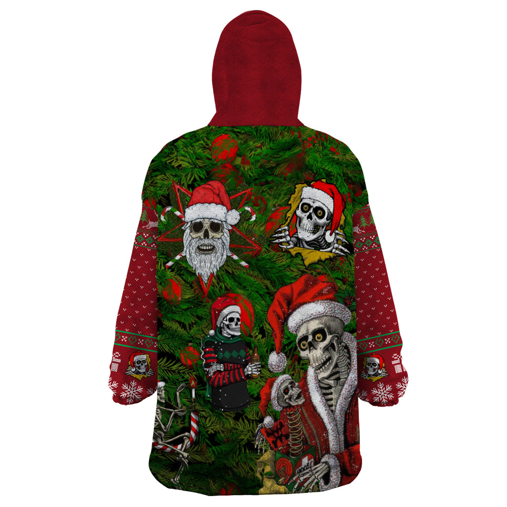 Skeleton Santa Claus Wearable Blanket Hoodie Multi Skeleton Santa Pattern Ugly Christmas - Wonder Print Shop