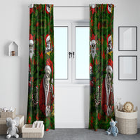 Skeleton Santa Claus Window Curtain Multi Skeleton Santa Pattern Ugly Christmas - Wonder Print Shop