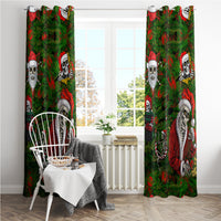 Skeleton Santa Claus Window Curtain Multi Skeleton Santa Pattern Ugly Christmas - Wonder Print Shop