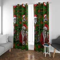 Skeleton Santa Claus Window Curtain Multi Skeleton Santa Pattern Ugly Christmas - Wonder Print Shop