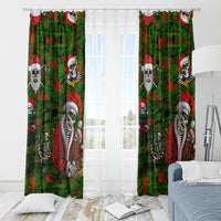 Skeleton Santa Claus Window Curtain Multi Skeleton Santa Pattern Ugly Christmas - Wonder Print Shop