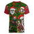 Skeleton Santa Claus Women V Neck T Shirt Multi Skeleton Santa Pattern Ugly Christmas - Wonder Print Shop