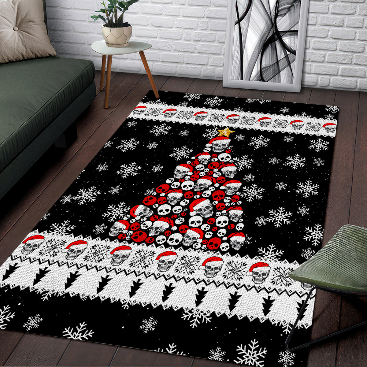 Skull Santa Area Rug Tree Skull Santa Ugly Christmas - Wonder Print Shop