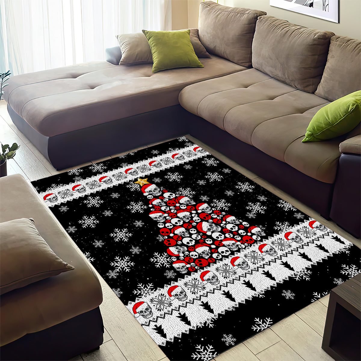 Skull Santa Area Rug Tree Skull Santa Ugly Christmas - Wonder Print Shop