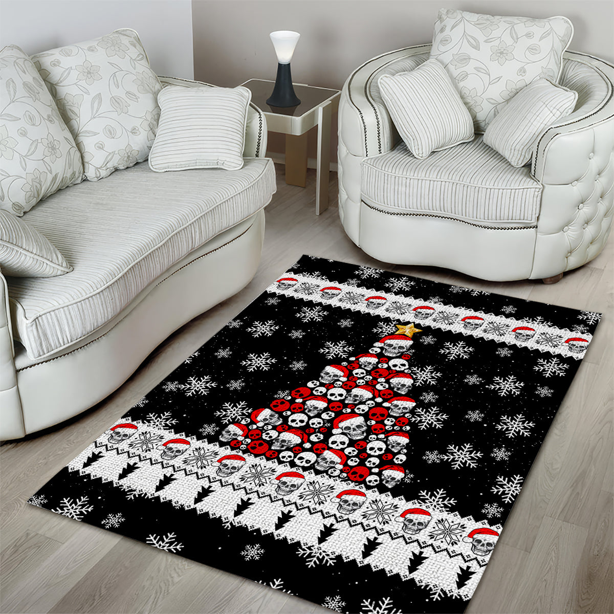 Skull Santa Area Rug Tree Skull Santa Ugly Christmas - Wonder Print Shop