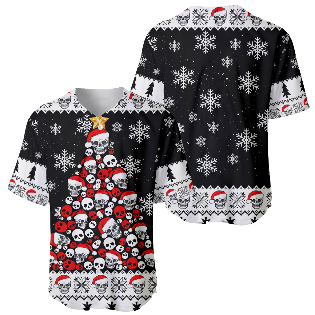 Skull Santa Baseball Jersey Tree Skull Santa Ugly Christmas - Wonder Print Shop