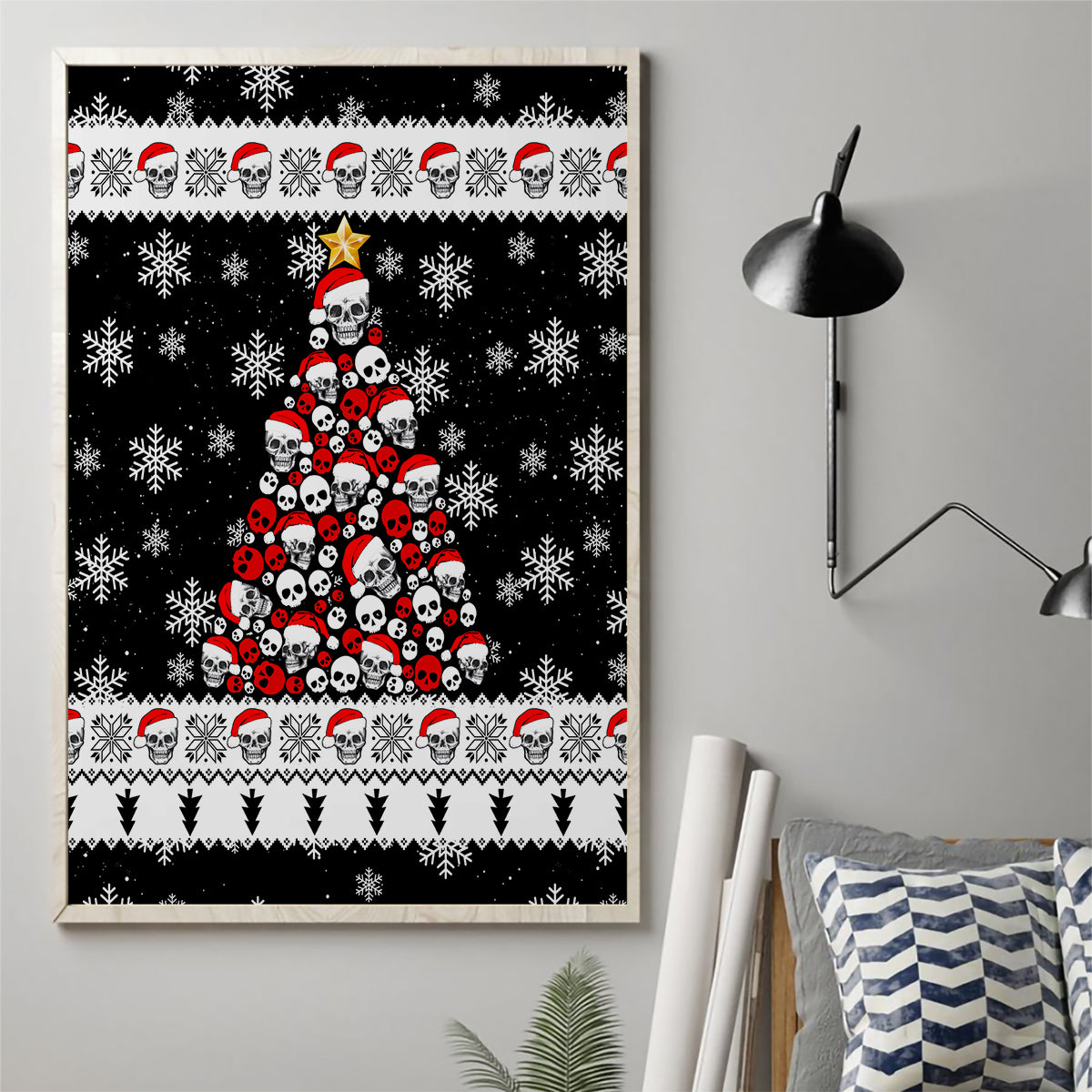 Skull Santa Canvas Wall Art Tree Skull Santa Ugly Christmas - Wonder Print Shop