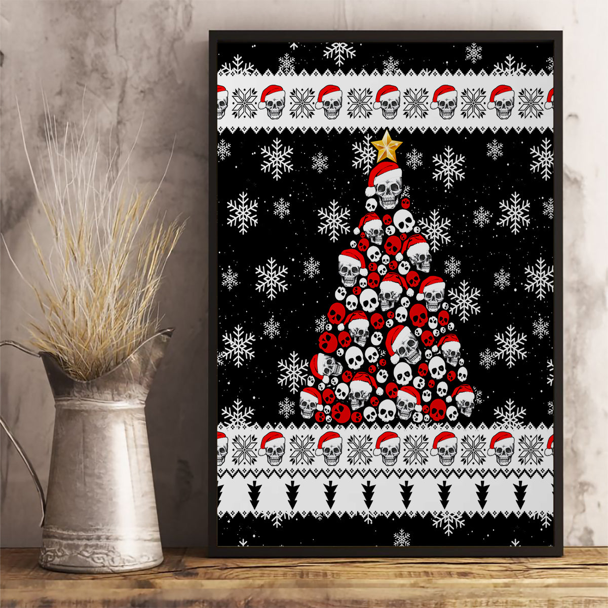 Skull Santa Canvas Wall Art Tree Skull Santa Ugly Christmas - Wonder Print Shop