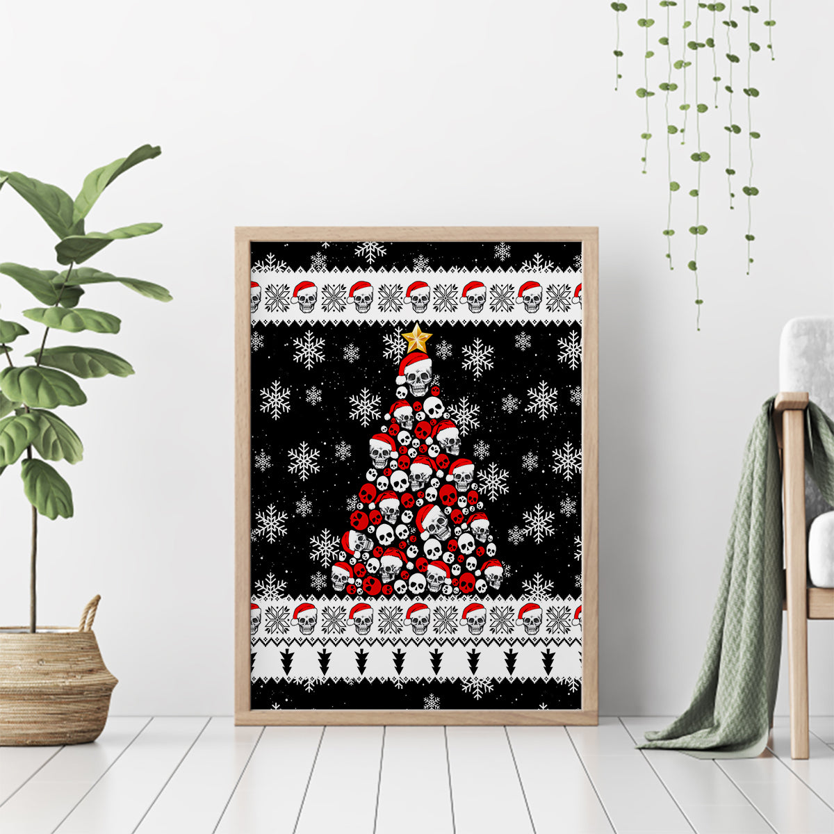 Skull Santa Canvas Wall Art Tree Skull Santa Ugly Christmas - Wonder Print Shop