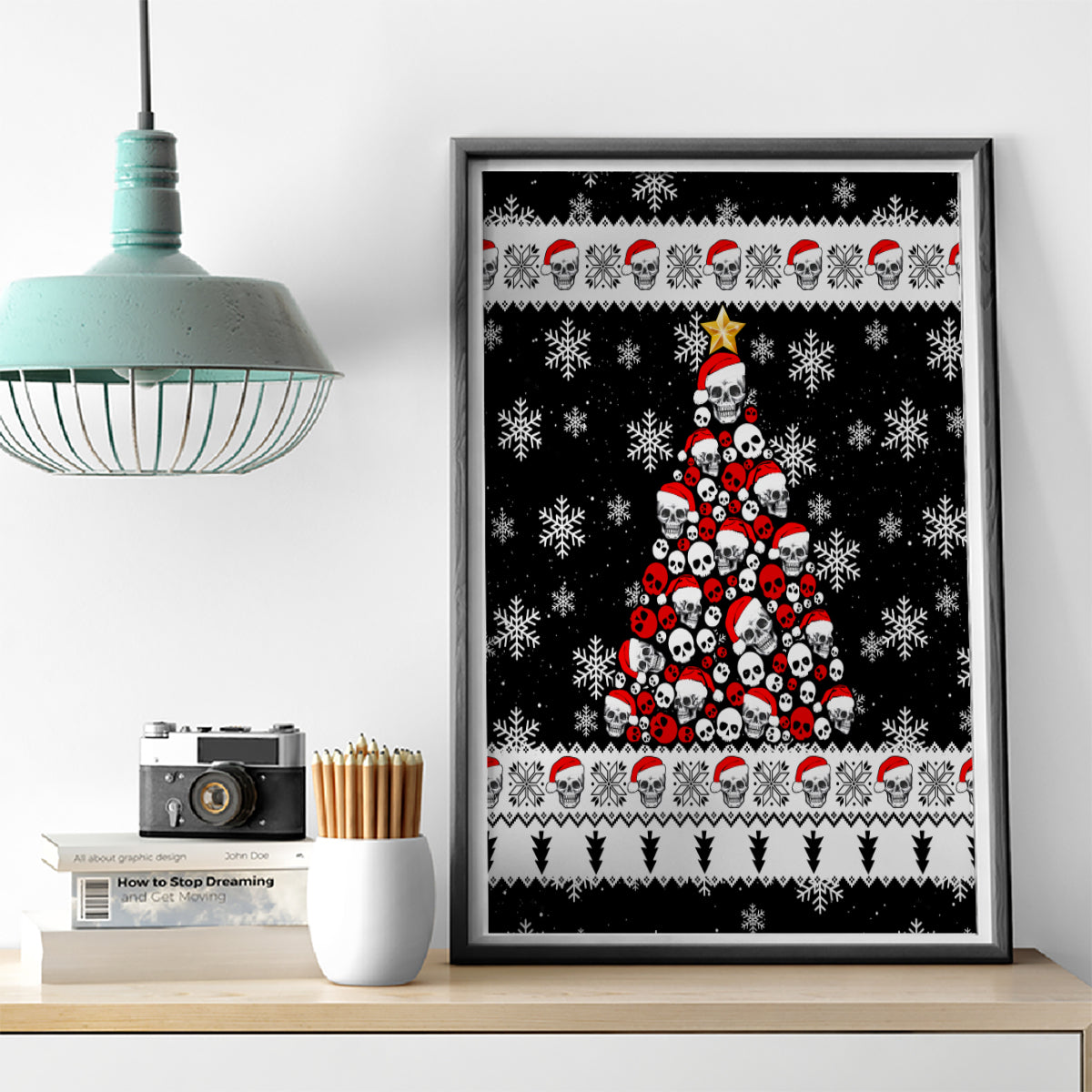 Skull Santa Canvas Wall Art Tree Skull Santa Ugly Christmas - Wonder Print Shop