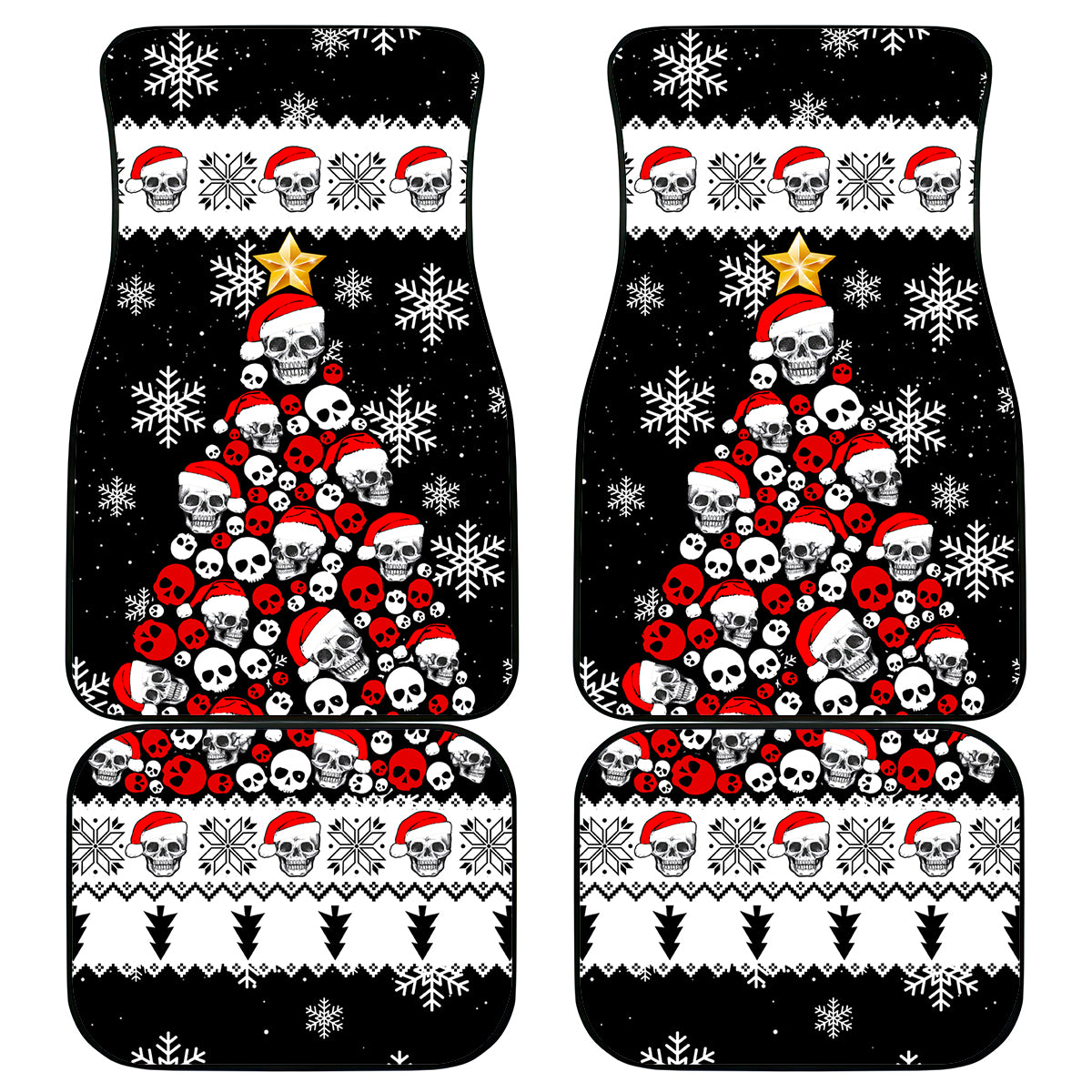 Skull Santa Car Mats Tree Skull Santa Ugly Christmas - Wonder Print Shop