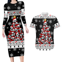 Skull Santa Couples Matching Long Sleeve Bodycon Dress and Hawaiian Shirt Tree Skull Santa Ugly Christmas - Wonder Print Shop