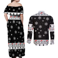 Skull Santa Couples Matching Off Shoulder Maxi Dress and Long Sleeve Button Shirt Tree Skull Santa Ugly Christmas - Wonder Print Shop