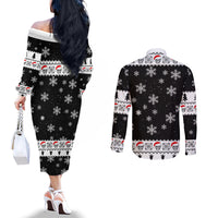 skull-santa-couples-matching-off-the-shoulder-long-sleeve-dress-and-long-sleeve-button-shirt-tree-skull-santa-ugly-christmas