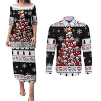 Skull Santa Couples Matching Puletasi Dress and Long Sleeve Button Shirt Tree Skull Santa Ugly Christmas - Wonder Print Shop