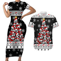 Skull Santa Couples Matching Short Sleeve Bodycon Dress and Hawaiian Shirt Tree Skull Santa Ugly Christmas - Wonder Print Shop