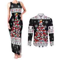 Skull Santa Couples Matching Tank Maxi Dress and Long Sleeve Button Shirt Tree Skull Santa Ugly Christmas - Wonder Print Shop