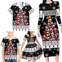 Skull Santa Family Matching Long Sleeve Bodycon Dress and Hawaiian Shirt Tree Skull Santa Ugly Christmas - Wonder Print Shop