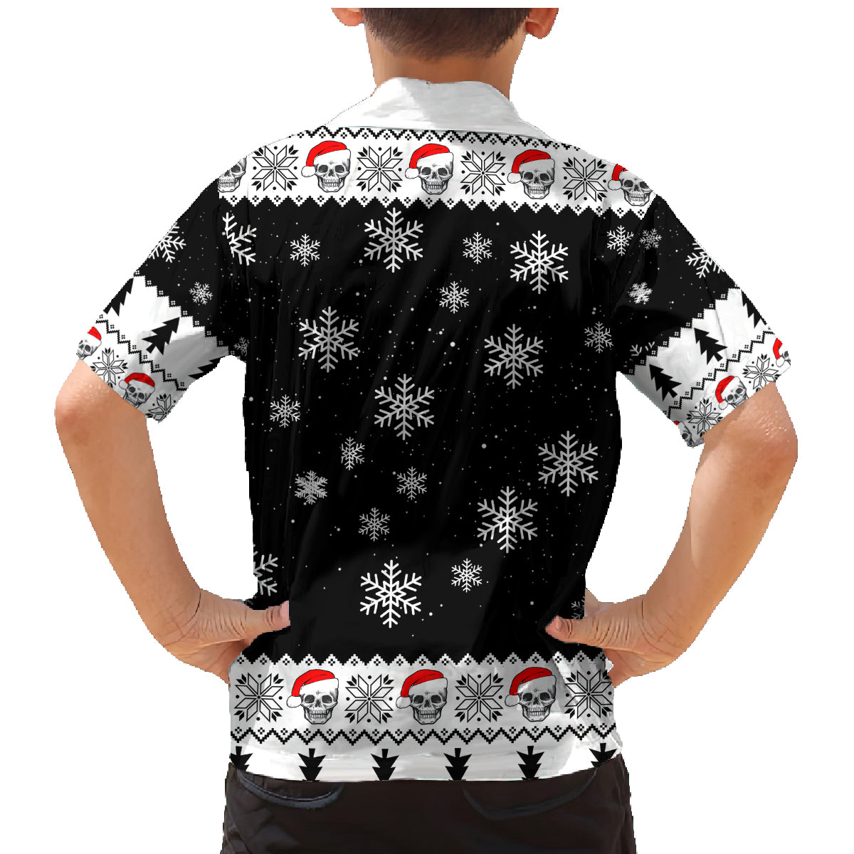 Skull Santa Family Matching Mermaid Dress and Hawaiian Shirt Tree Skull Santa Ugly Christmas - Wonder Print Shop