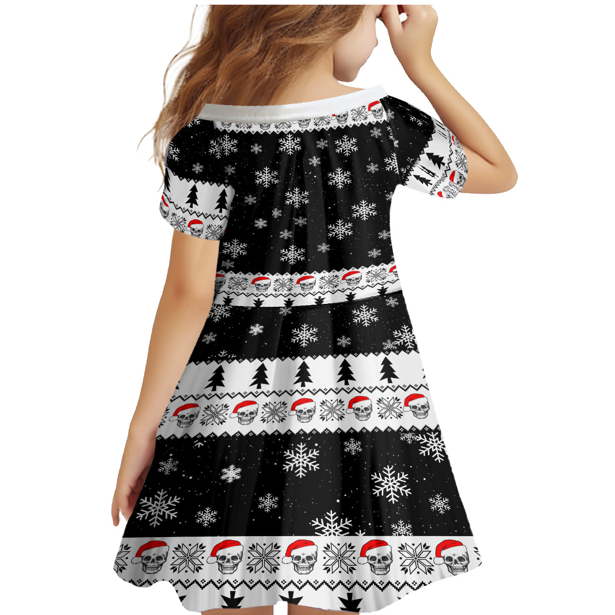 Skull Santa Family Matching Mermaid Dress and Hawaiian Shirt Tree Skull Santa Ugly Christmas - Wonder Print Shop