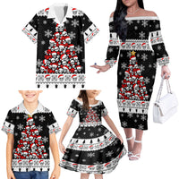 Skull Santa Family Matching Off Shoulder Long Sleeve Dress and Hawaiian Shirt Tree Skull Santa Ugly Christmas - Wonder Print Shop