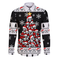 Skull Santa Family Matching Off Shoulder Long Sleeve Dress and Hawaiian Shirt Tree Skull Santa Ugly Christmas - Wonder Print Shop